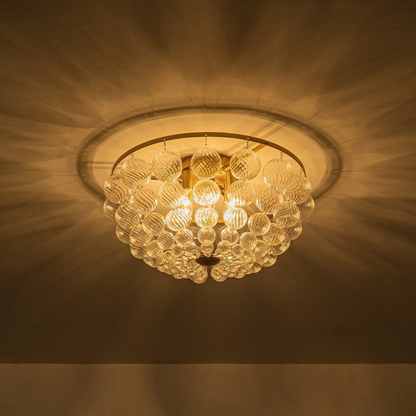 Chandelierias - Mid - century Modern 6 - Light Swirled Glass Bowl Flush Mount - Flush Mount - Brushed Brass - 