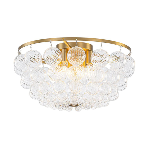 Chandelierias - Mid - century Modern 6 - Light Swirled Glass Bowl Flush Mount - Flush Mount - Brushed Brass - 