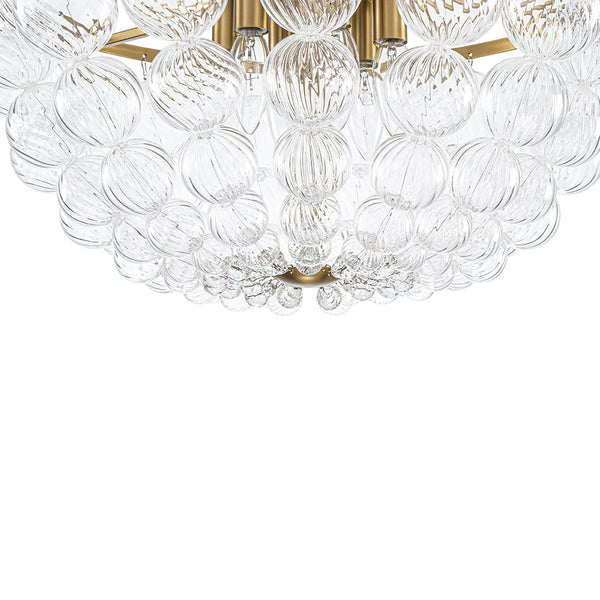 Chandelierias - Mid - century Modern 6 - Light Swirled Glass Bowl Flush Mount - Flush Mount - Brushed Brass - 