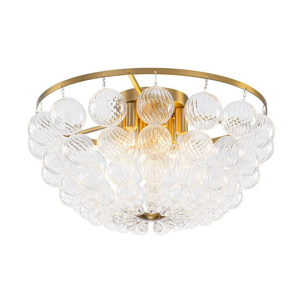 Chandelierias - Mid - century Modern 6 - Light Swirled Glass Bowl Flush Mount - Flush Mount - Brushed Brass - 