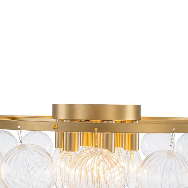 Chandelierias - Mid - century Modern 6 - Light Swirled Glass Bowl Flush Mount - Flush Mount - Brushed Brass - 