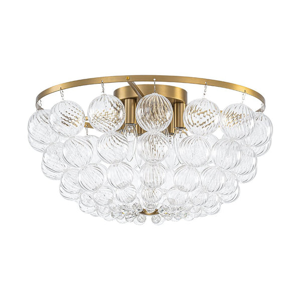 Chandelierias - Mid - century Modern 6 - Light Swirled Glass Bowl Flush Mount - Flush Mount - Brushed Brass - 