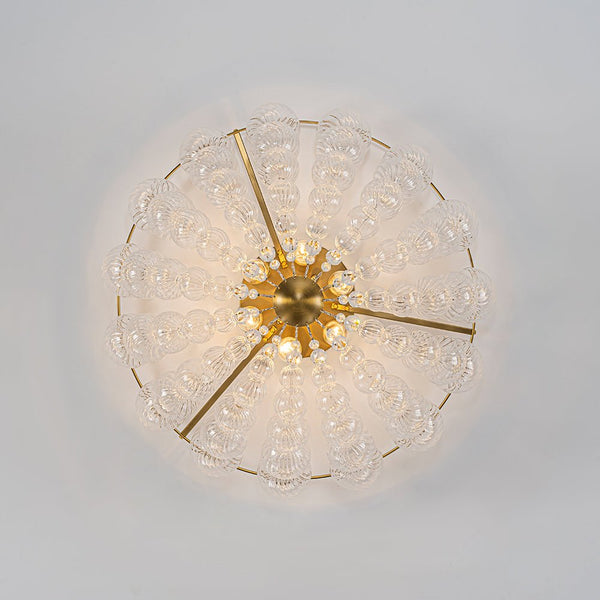 Chandelierias - Mid - century Modern 6 - Light Swirled Glass Bowl Flush Mount - Flush Mount - Brushed Brass - 