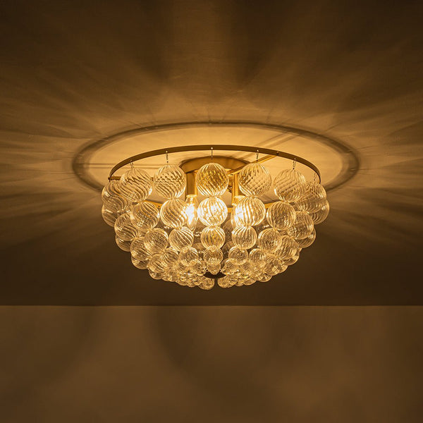 Chandelierias - Mid - century Modern 6 - Light Swirled Glass Bowl Flush Mount - Flush Mount - Brushed Brass - 