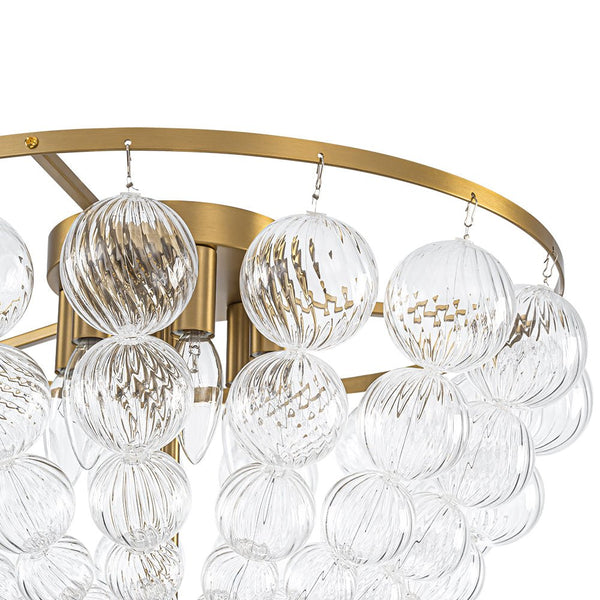 Chandelierias - Mid - century Modern 6 - Light Swirled Glass Bowl Flush Mount - Flush Mount - Brushed Brass - 