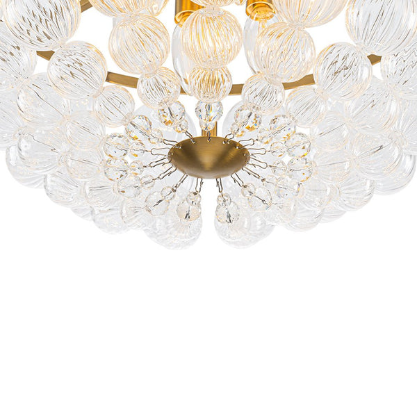Chandelierias - Mid - century Modern 6 - Light Swirled Glass Bowl Flush Mount - Flush Mount - Brushed Brass - 