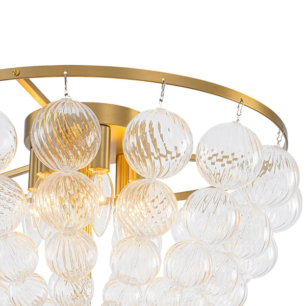 Chandelierias - Mid - century Modern 6 - Light Swirled Glass Bowl Flush Mount - Flush Mount - Brushed Brass - 