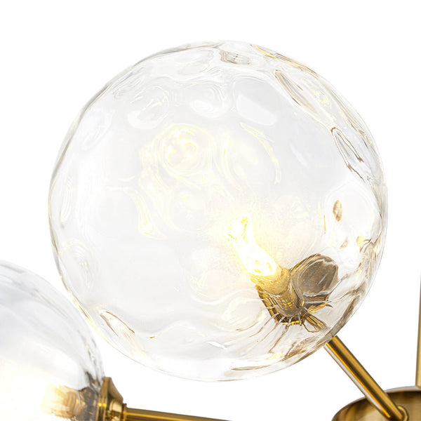 Chandelierias - Mid - Century Modern 7 - Light Clear Hammered Glass Chandelier - Chandeliers - Brass - 