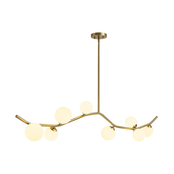 Chandelierias - Mid - Century Modern 8 - Light Frosted Glass Branch Chandelier - Chandelier - Brass - 