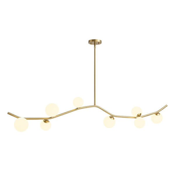 Chandelierias - Mid - Century Modern 8 - Light Frosted Glass Branch Chandelier - Chandelier - Brass - 