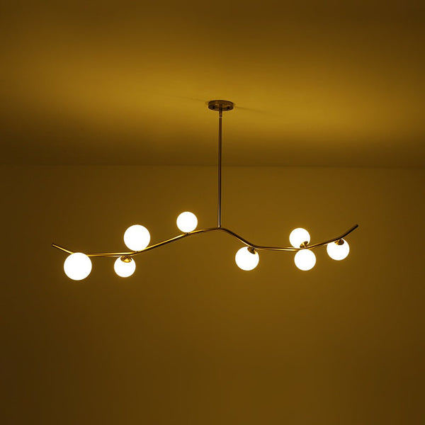 Chandelierias - Mid - Century Modern 8 - Light Frosted Glass Branch Chandelier - Chandelier - Brass - 
