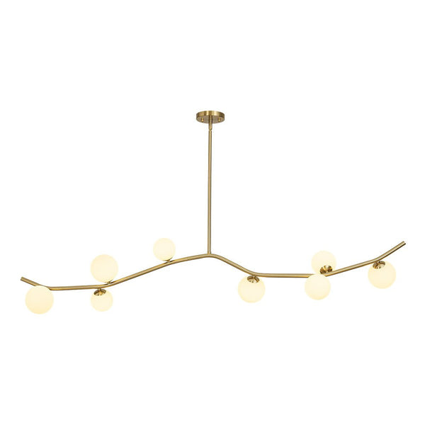 Chandelierias - Mid - Century Modern 8 - Light Frosted Glass Branch Chandelier - Chandelier - Brass - 
