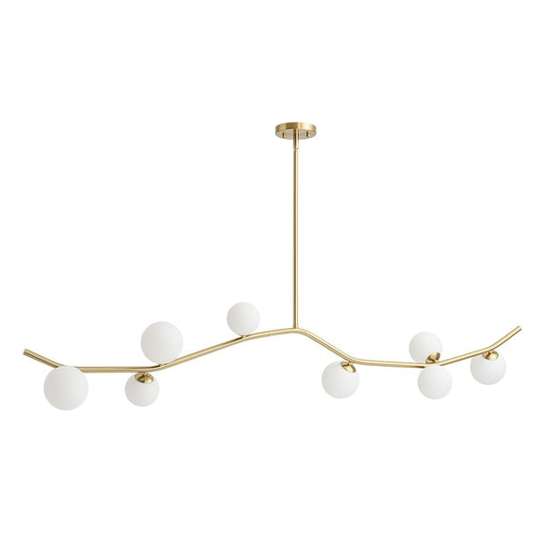 Chandelierias - Mid - Century Modern 8 - Light Frosted Glass Branch Chandelier - Chandelier - Brass - 