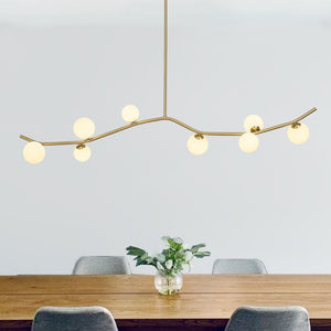 Chandelierias - Mid - Century Modern 8 - Light Frosted Glass Branch Chandelier - Chandelier - Brass - 