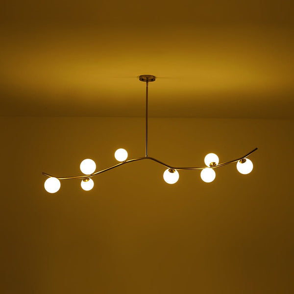 Chandelierias - Mid - Century Modern 8 - Light Frosted Glass Branch Chandelier - Chandelier - Brass - 