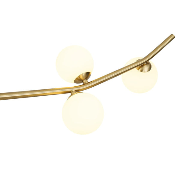 Chandelierias - Mid - Century Modern 8 - Light Frosted Glass Branch Chandelier - Chandelier - Brass - 