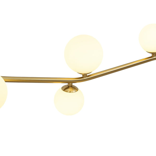 Chandelierias - Mid - Century Modern 8 - Light Frosted Glass Branch Chandelier - Chandelier - Brass - 