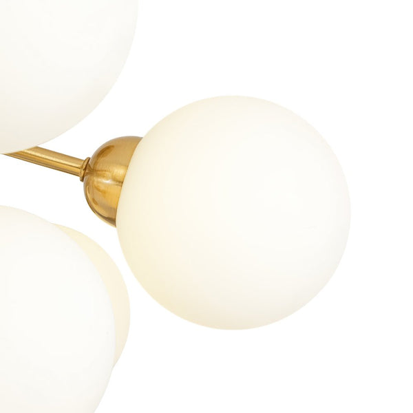Chandelierias - Mid - century Modern 9 - Light Frosted Glass Sputnik Semi - Flush Mount - Semi Flush - Brass - 