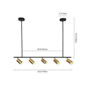 Chandelierias - Mid - Century Modern Linear Track Light - Pendant - Gold - 3 Bulbs