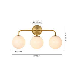 Chandelierias - Mid - century Modern Opal Glass Globe Vanity Light - Wall Light - Brushed Gold - 4 Bulbs