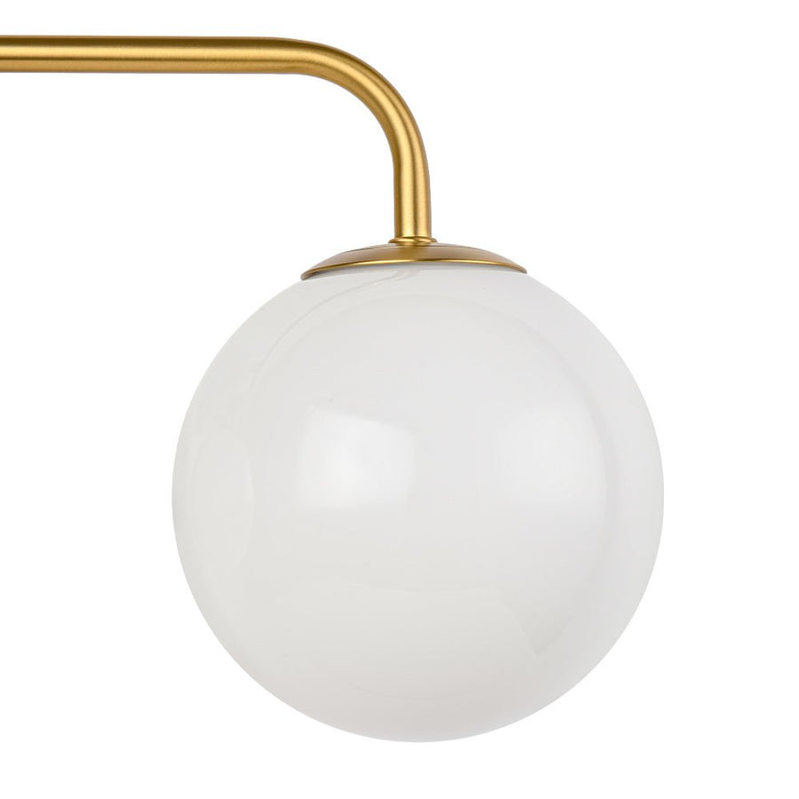 Chandelierias - Mid - century Modern Opal Glass Globe Vanity Light - Wall Light - Brushed Gold - 4 Bulbs