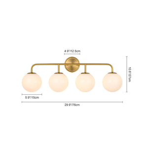 Chandelierias - Mid - century Modern Opal Glass Globe Vanity Light - Wall Light - Brushed Gold - 4 Bulbs