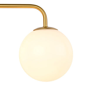 Chandelierias - Mid - century Modern Opal Glass Globe Vanity Light - Wall Light - Brushed Gold - 4 Bulbs