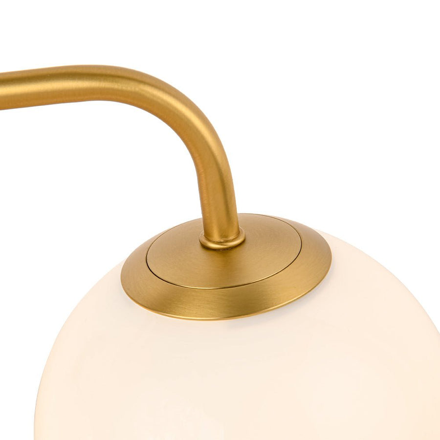 Chandelierias - Mid - century Modern Opal Glass Globe Vanity Light - Wall Light - Brushed Gold - 4 Bulbs