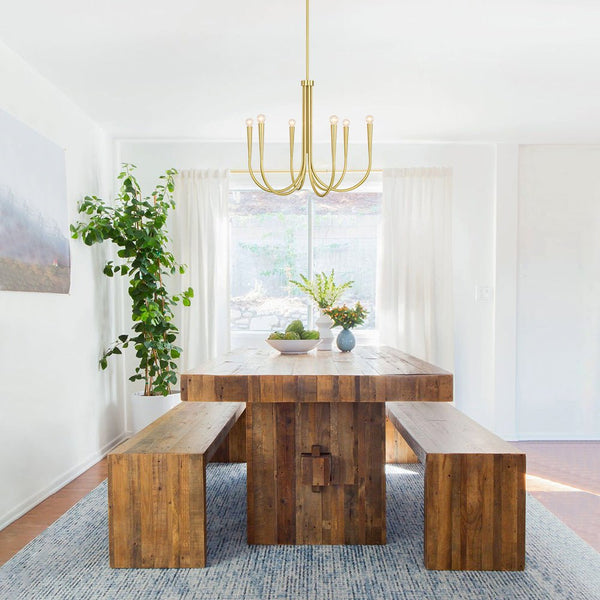 Chandelierias - Mid - century Modern Swoop Arm Metal Chandelier - Chandeliers - 6 - Light - 