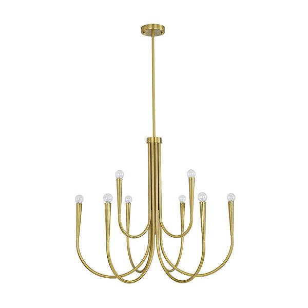Chandelierias - Mid - century Modern Swoop Arm Metal Chandelier - Chandeliers - 9 - Light - 