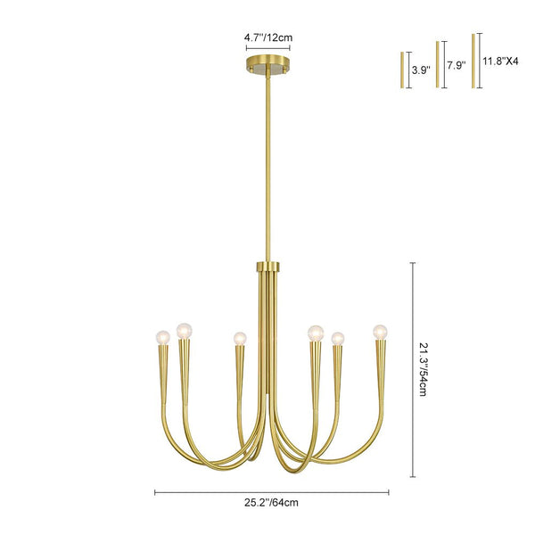 Chandelierias - Mid - century Modern Swoop Arm Metal Chandelier - Chandeliers - 9 - Light - 
