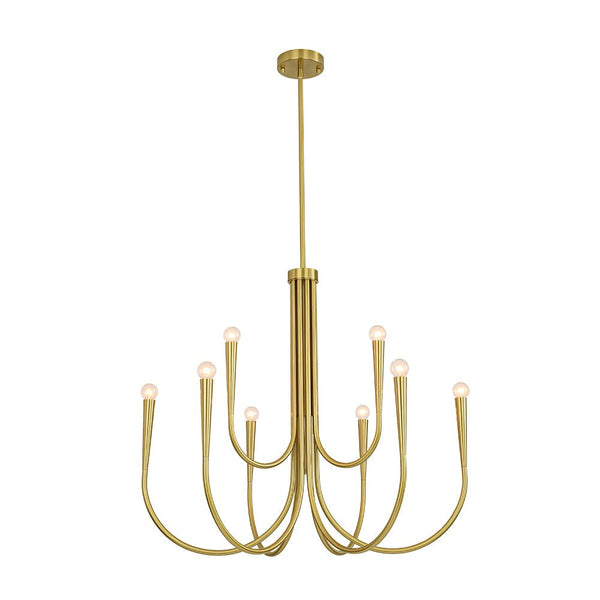 Chandelierias - Mid - century Modern Swoop Arm Metal Chandelier - Chandeliers - 9 - Light - 