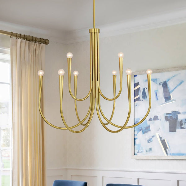 Chandelierias - Mid - century Modern Swoop Arm Metal Chandelier - Chandeliers - 9 - Light - 