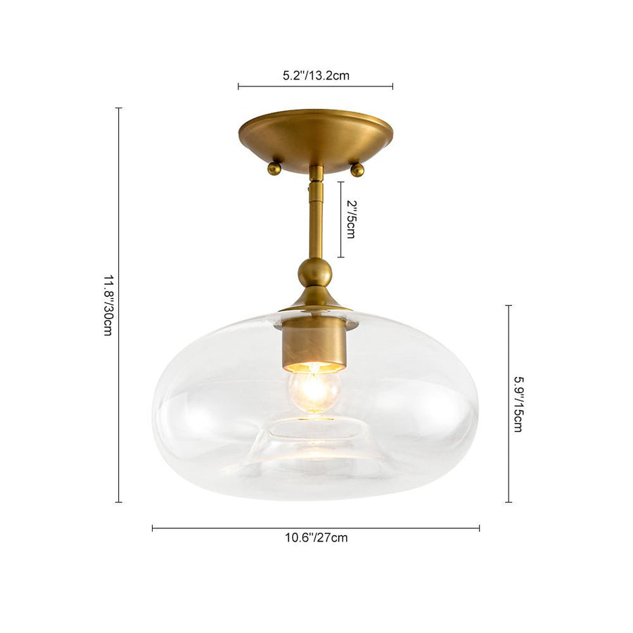 Chandelierias - Mid - century Single - Light Clear Apple Glass Semi - Flush Mount - Semi Flush - Gold - 