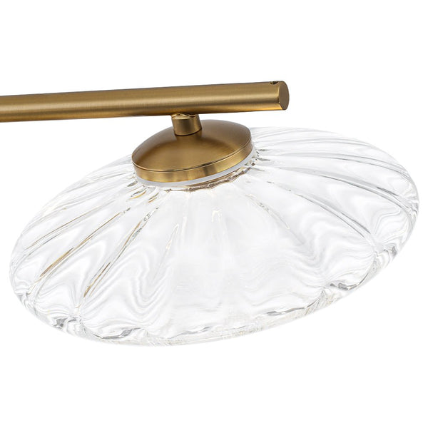 Chandelierias - Midcentury Linear 4 - Light Oval Striped Glass LED Semi - flush Mount - Semi Flush - Brass - 