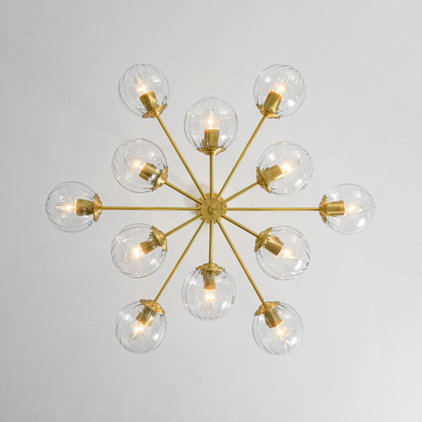 Chandelierias - Midcentury Ornate 12 - Light Striped Glass Bubble Tiered Spuntnik Chandelier - Chandeliers - Brass - 