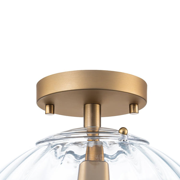 Chandelierias - Minimalism 1 - Light Striped Glass Orb Semi - flush Mount - Semi Flush - Brass - Gradient Ocean