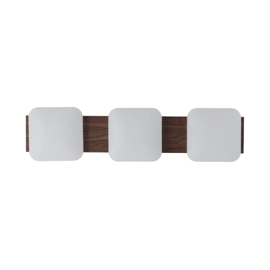 Chandelierias - Minimalist 3 - Light Crafted Faux Wood Linear Dimmable LED Ceiling Light - Flush Mount - Faux Walnut Grain - 