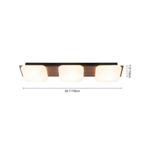 Chandelierias - Minimalist 3 - Light Crafted Faux Wood Linear Dimmable LED Ceiling Light - Flush Mount - Faux Walnut Grain - 