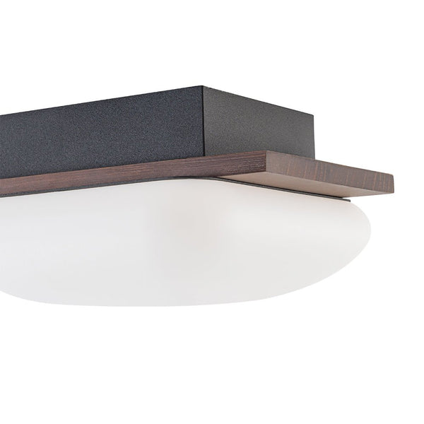 Chandelierias - Minimalist 3 - Light Crafted Faux Wood Linear Dimmable LED Ceiling Light - Flush Mount - Faux Walnut Grain - 