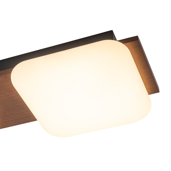 Chandelierias - Minimalist 3 - Light Crafted Faux Wood Linear Dimmable LED Ceiling Light - Flush Mount - Faux Walnut Grain - 
