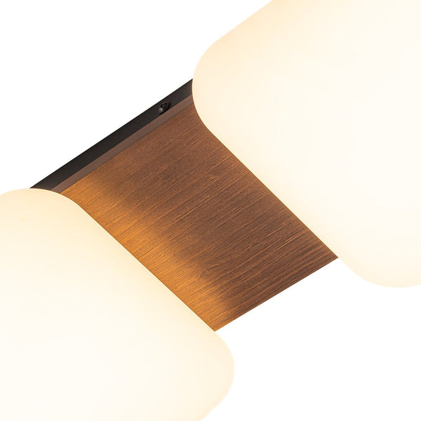 Chandelierias - Minimalist 3 - Light Crafted Faux Wood Linear Dimmable LED Ceiling Light - Flush Mount - Faux Walnut Grain - 