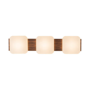 Chandelierias - Minimalist 3 - Light Crafted Faux Wood Linear Dimmable LED Ceiling Light - Flush Mount - Faux Walnut Grain - 