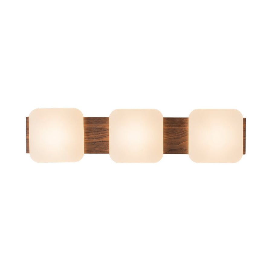 Chandelierias - Minimalist 3 - Light Crafted Faux Wood Linear Dimmable LED Ceiling Light - Flush Mount - Faux Walnut Grain - 