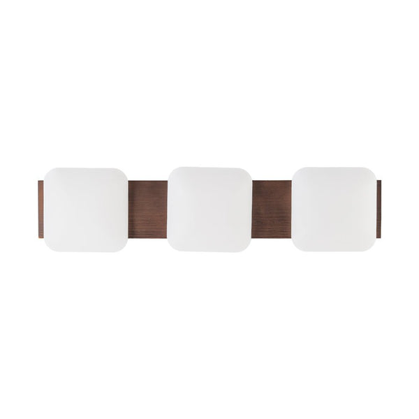 Chandelierias - Minimalist 3 - Light Crafted Faux Wood Linear Dimmable LED Ceiling Light - Flush Mount - Faux Walnut Grain - 