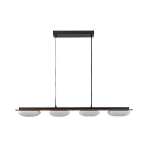 Chandelierias - Minimalist 4 - Light Crafted Faux Wood Linear Dimmable LED Island Chandelier - Chandelier - Walnut - 