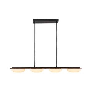 Chandelierias - Minimalist 4 - Light Crafted Faux Wood Linear Dimmable LED Island Chandelier - Chandelier - Walnut - 