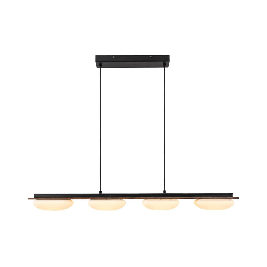 Chandelierias - Minimalist 4 - Light Crafted Faux Wood Linear Dimmable LED Island Chandelier - Chandelier - Walnut - 