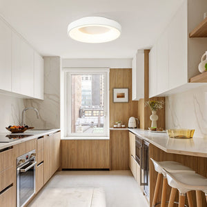 Chandelierias - Minimalist Round Dimmable LED Flush Mount - Semi Flush - White - 