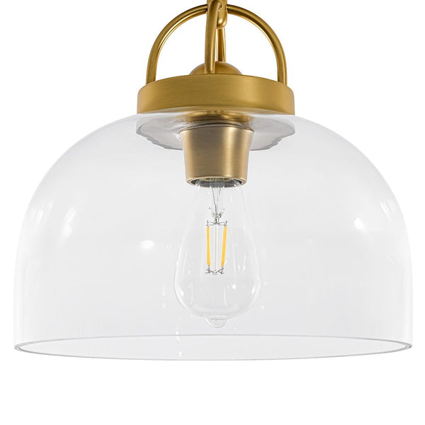 Chandelierias - Modern 1 - Light Clear Domed Globe Semi - flush Mount - Semi Flush - Brass - 